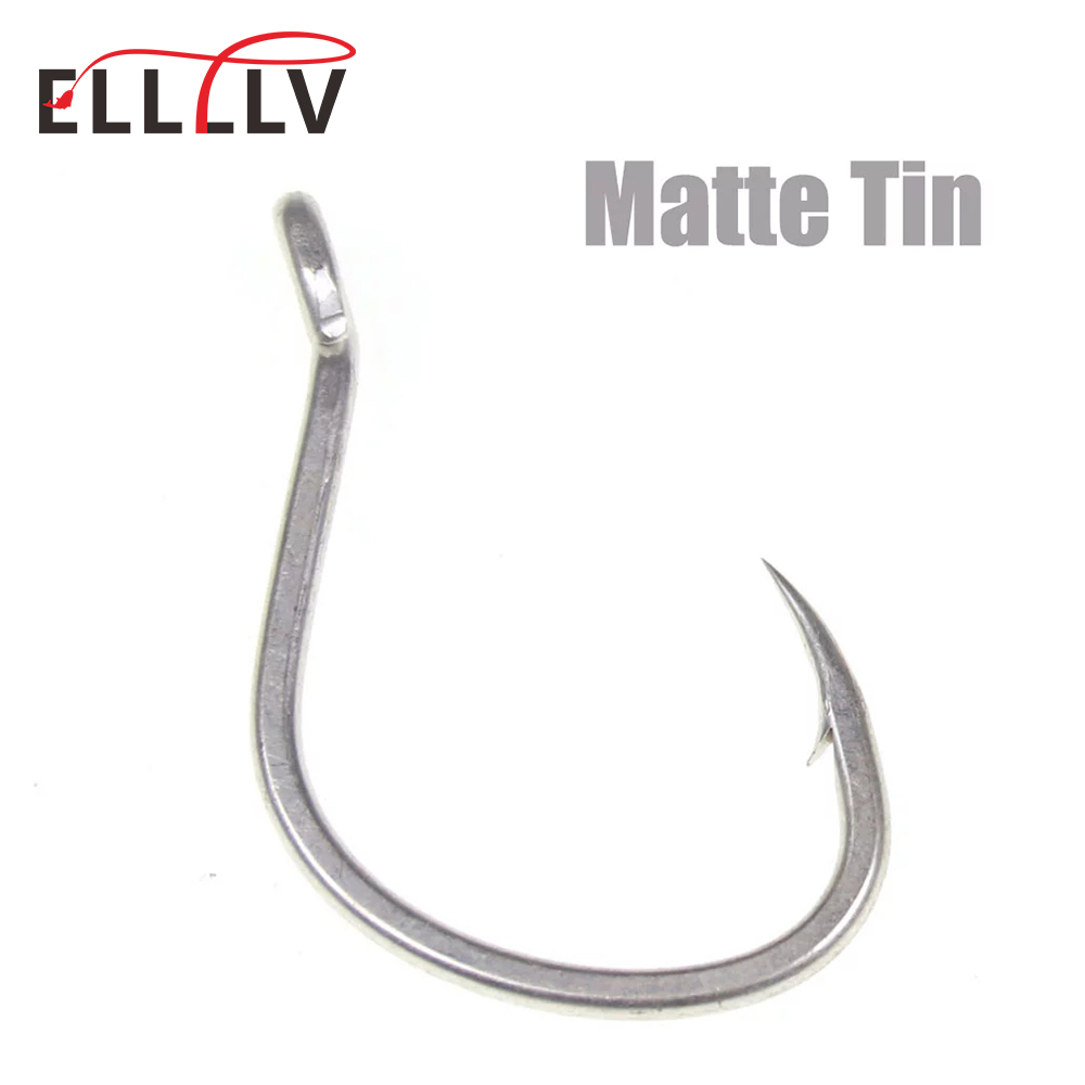 Fishing Hook Barbless - 10pcs Matte Tin Anti-rust Saltwater Fishhooks